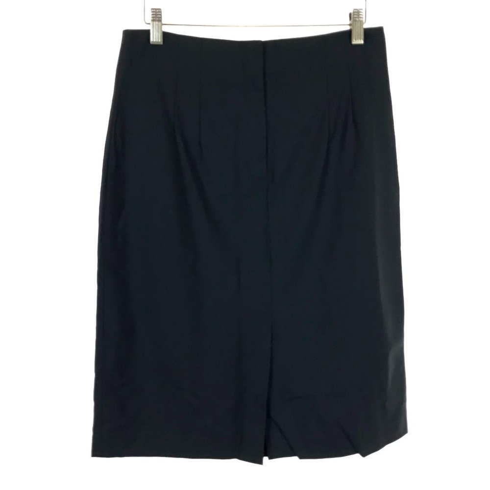 Womens Size 12 Theory Black Stretch Wool Midi Skirt